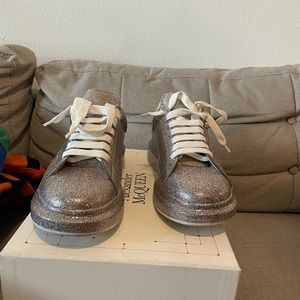 Alexander McQueen shoe size 11 size 44 silver sparkles  designer Authentic shoes